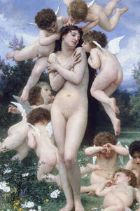 Springtime (Les Printemps) Poster Print by William Bouguereau showcasing vibrant colors and intricate details.