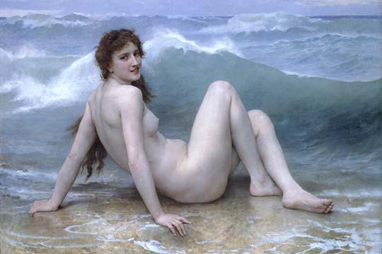 The Wave vintage art reproduction poster print by William Bouguereau