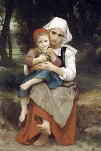 Breton Brother & Sister Poster Print by William Bouguereau