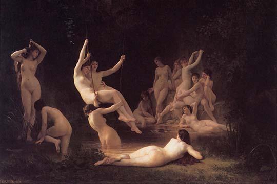 Nyphaeum Vintage Art Print by William Bouguereau, showcasing intricate details and classic beauty.