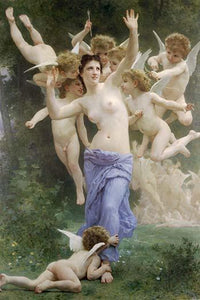 The Wasps Nest Vintage Art Print by William Bouguereau displaying intricate details and vibrant colors.