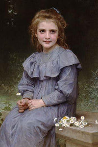 Daisies Poster Print by William Bouguereau - Vintage Art Reproduction