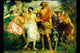 Cymon & Iphigenia Poster Print by John Everett Millais, depicting Cymon leading Iphigenia.