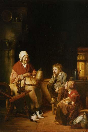 Grandmother Stories Poster Print by Joesephus Dychmans, vintage art reproduction.