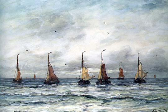 Vintage art print of A Fishing Fleet by Hendrick Mesdag