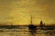 Return of the Fleet at Sunset Poster Print by Hendrick Mesdag, depicting ships returning at sunset.