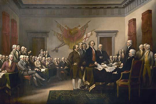 Declaration of Independence Poster Print by John Trumbull, historical artwork.