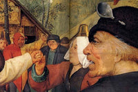 Dance of the Peasants vintage art print by Pieter Bruegel the Elder, vibrant colors and high-quality reproduction.