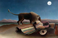 Sleeping Gypsy Poster Print by Henri Rousseau, vintage art reproduction.