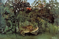 The Hungry Lion Throws Itself on the Antelope Art Print by Henri Rousseau