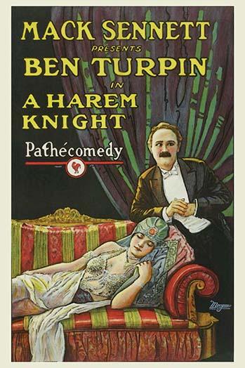 Ben Turpin poster print featuring a young damsel reclining on a chair.