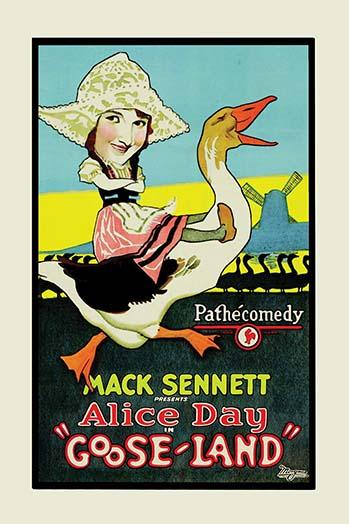 Vintage art print of Dutch Girl riding a goose by Buyenlarge