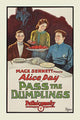 Poster print of a young girl serving dumplings to two young men, one with a police badge.