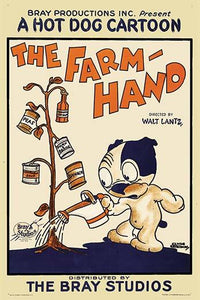 Dog waters plants that propagate canned goods of vegetables poster print