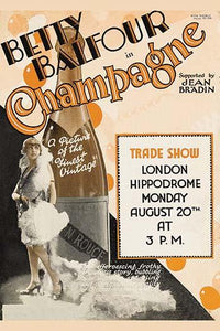 Champagne Bottle with a Flapper Poster Print showcasing vintage elegance.