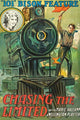 Man waving a red flag in front of a steam locomotive poster print.