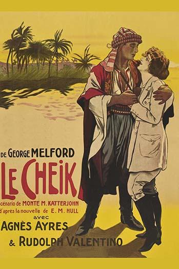 Rudolph Valentino Oasis Scene Poster Print featuring a romantic desert scene.