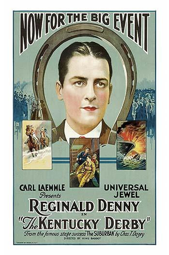 Handsome Man surrounded by horseshoe poster print featuring action scenes.