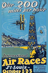 Aerodrome with biplanes racing poster print