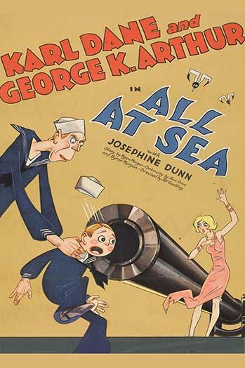 Dramatic naval scene poster print with sailors and a naval gun.