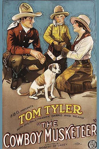 Cowboy kneeling with Cowgirl and young boy in cowboy garb poster print