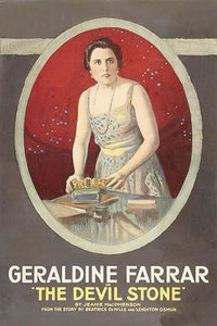 Woman standing by books over a desk poster print