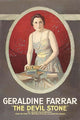 Woman standing by books over a desk poster print