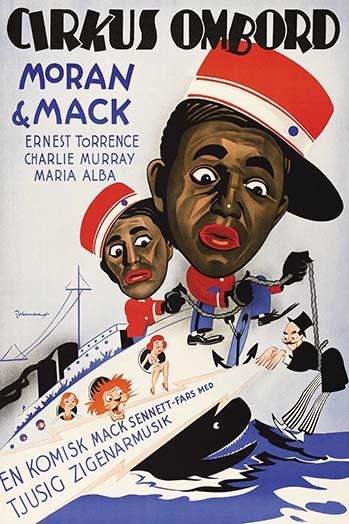 Cirkus Ombord poster print featuring two black comedians, colorful and humorous artwork.