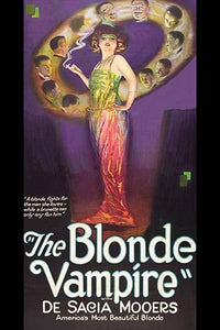 Flapper holding a cigarette surrounded by men's heads poster print.