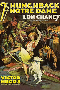 Lon Chaney wears a crown with Esmeralda dancing with a tambourine poster print.