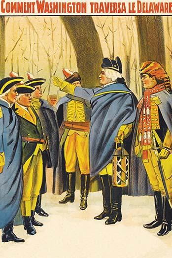 Washington Exhorts His Men Poster Print showcasing George Washington leading his troops.