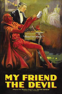 Man Reads a Girl's Diary Accompanied by the Devil Poster Print