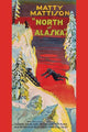 Poster print of a man rescuing a girl on a sled from a cliff on a snowy mountain.