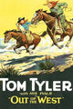 Two Young Cowboys Racing Poster Print featuring cowboys with a dog