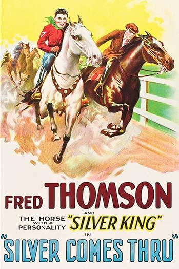 Cowboy on white horse winning a race on a track poster print.