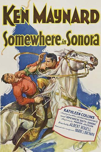 Cowboy Punches Another Cowpoke Off a White Horse Poster Print
