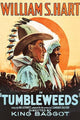 Cowboy with Indian Chief side portrait over a blazing sun poster print