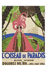 Vibrant Island Girl with Fruit Bowl Poster Print featuring large headdress and cape