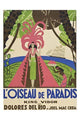 Vibrant Island Girl with Fruit Bowl Poster Print featuring large headdress and cape