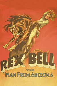 Cowboy on Bucking Bronco vintage art poster print