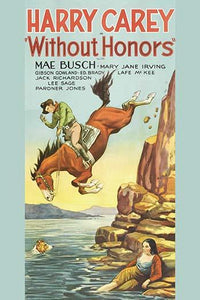 Cowboy on horse jumping off cliff into water poster print