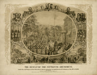Fifteenth Amendment Celebration Poster Print commemorating the African race in America, historical artwork.