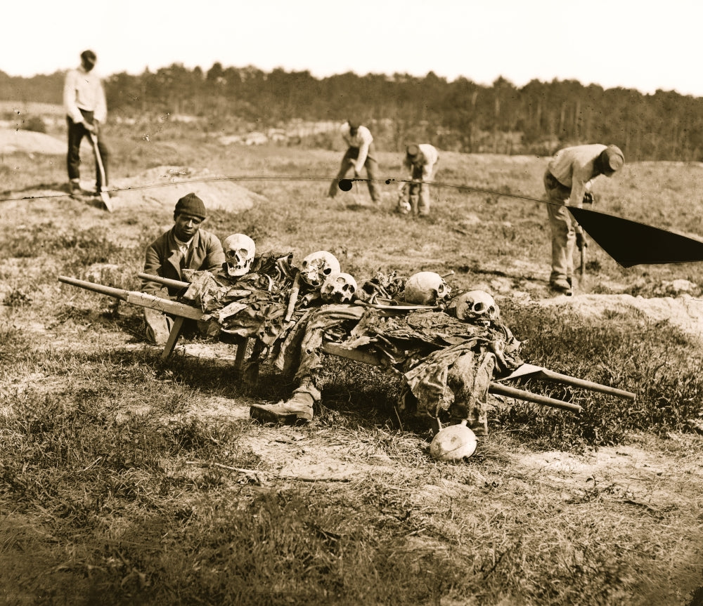 African Americans Collecting Bones of Soldiers Killed in Battle Poster Print
