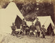 White soldier and young black servant poster print depicting soldiers by tents.