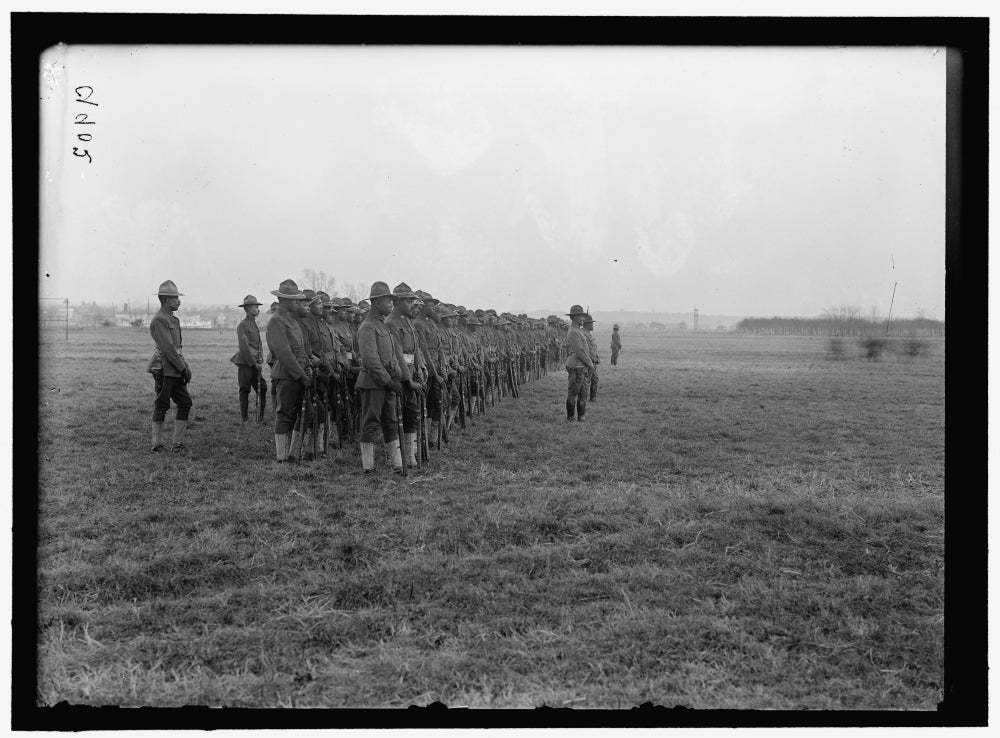 African American soldiers in parade formation poster print