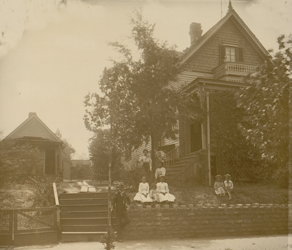 African American family posed on porch poster print