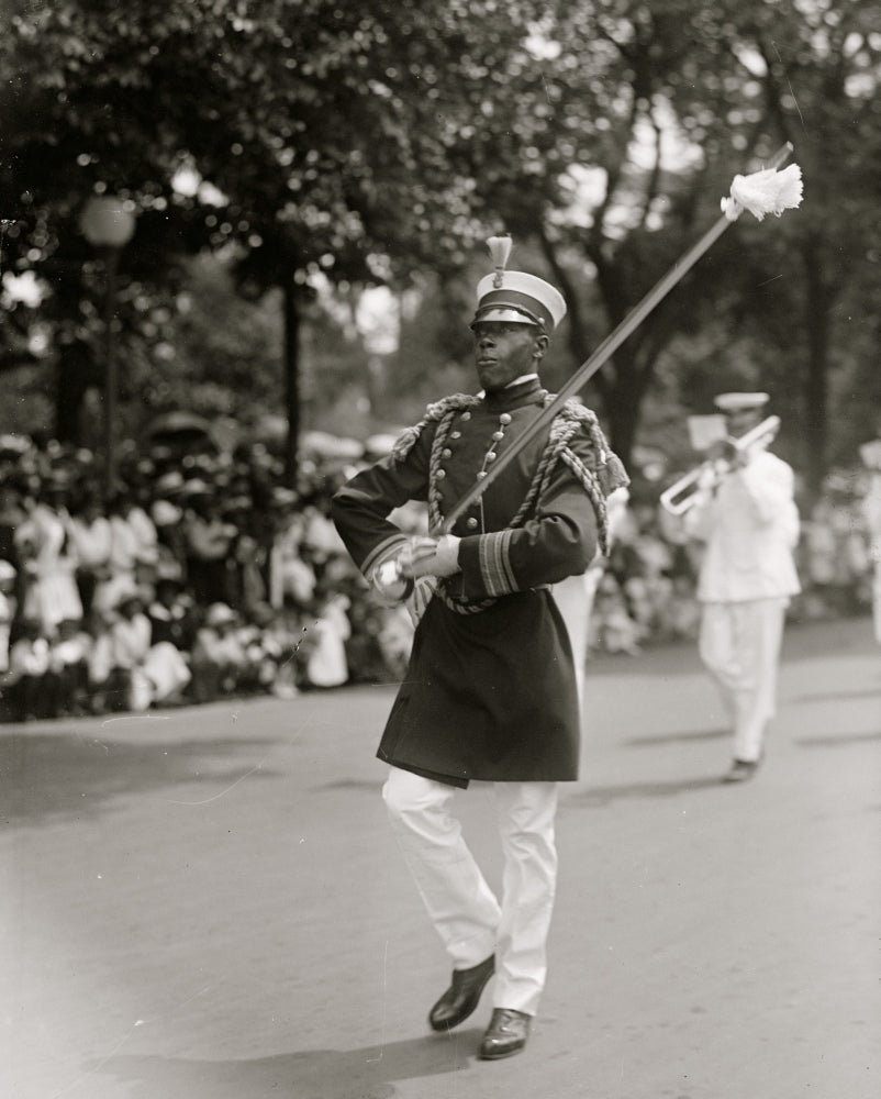 African American Drum Major in Parade Poster Print showcasing cultural celebration and pride.