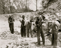 Prisoners Breaking Up Rocks Poster Print depicting historical labor scene