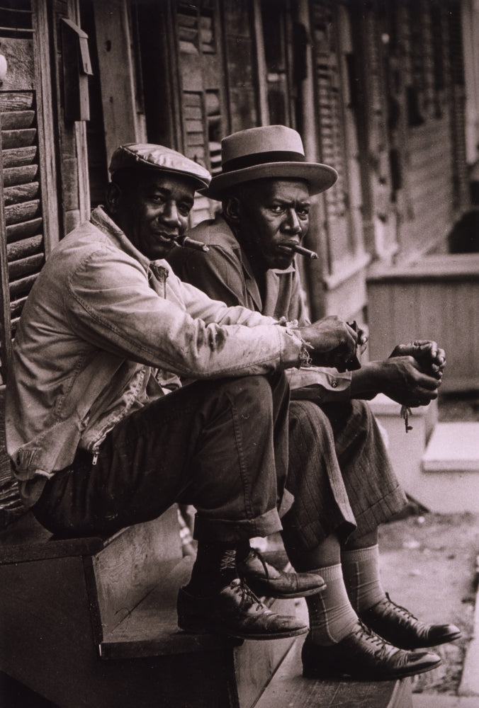 Poster print of two African American men sitting on a stoop in Charleston, South Carolina.