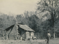 Three African Americans outside a cabin, poster print